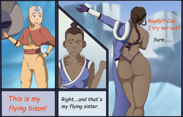 aang,appa,katara,sokka